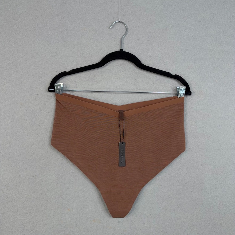 SKIMS Mid Waist Thong Womens 3X Cocoa Seamless Shapewear Minimalist NWT